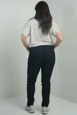 Jean taille haute à jambes droites en lycra pour femme, grandes tailles