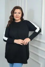 Blouse tunique grande taille pour femme à manches rayées