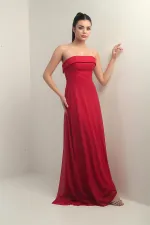 Women's Long Tulle Dress with Padded Collar and Lining