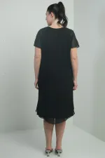 Robe pailletée en mousseline de soie et lycra pour femme, grande taille, avec détails en pierre