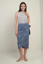 Kadın Yandan Bağlamalı Kordeneli Midi Etek