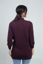 Low Neck Knitted Pattern Sports Tunic Sweater