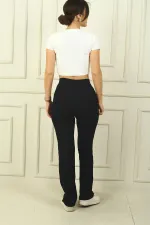 Kadın Yüksel Bel Toparlayıcı Çımalı Palazzo Pantolon