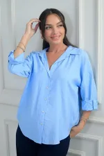 Kadın Kol Katlamalı Lyocell Gömlek