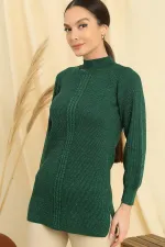 Pull tunique de sport à col bas et motif tricoté