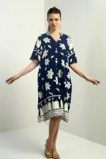 Kadın Çiçek Desenli Cepli oversize Kısa Elbise