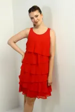 Women's Lined Layered Chiffon Dress