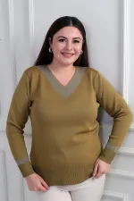 Chemisier grande taille à col en V pour femme, orné de paillettes