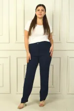 Pantalon grande taille en crêpe importé avec côtés élastiqués