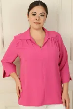 Polo Collar Quarter Sleeve BB Blouse