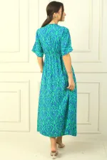 Patterned Double-Breasted Printed Viscose Dress
