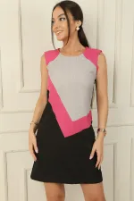 Linen-Effect Dress with Triangle Garnish