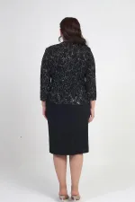 Robe sans manches pour femme, veste en tulle ornée de sequins et de perles, doublée, ensemble deux pièces grandes tailles