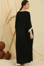 Ensemble 2 pièces oversize en viscose : tunique longue à poches ornée de dentelle et pantalon à taille élastique