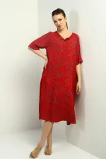 Women's Shawl Patterned Oversize Dress with Pockets