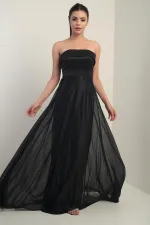 Robe longue en tulle pour femme avec col rembourré et doublure