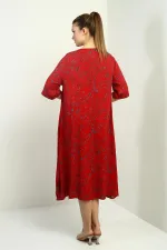 Women's Shawl Patterned Oversize Dress with Pockets
