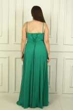 Women's Strappy, Draped Front, Lined Plus Size Long Chiffon Dress