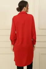 Fake Pocket Button-Front Charmi Shirt Tunic