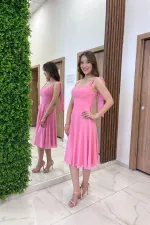 Women's Short Dress with Shoulder Straps and Lining