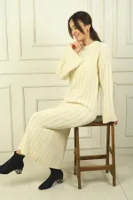 Kadın Saç Örgülü Rahat Kalıp Akrilik Uzun Elbise