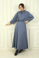 Women's Front Zip Jacket and Elastic Waist Long Skirt Osyho 2-Piece Set