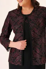 Robe longue à col perlé, ensemble deux pièces grande taille avec veste brodée de perles et de sequins, doublée.