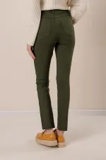 En Boy Likralı Önü Sahte Cepli Pantolon