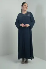 Robe longue en mousseline grande taille pour femme, avec haut à sequins et devant perlé, doublée