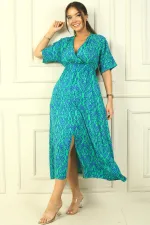 Patterned Double-Breasted Printed Viscose Dress