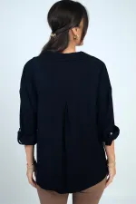 Kadın Kol Katlamalı Lyocell Gömlek