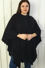 Women's Laser Cut Plus Size Acrylic Poncho
