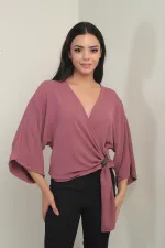 Women's Wrap Neck Short Ayrobin Blouse