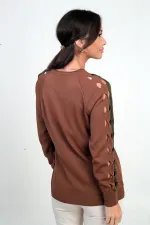 Women's Striped Sleeve Knit Blouse