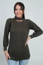 Pull tunique de sport à col bas et motif tricoté