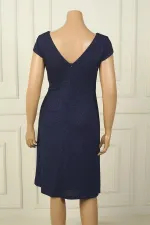 Kadın Ön Arka V Yaka Tırnak Kollu Astarlı Yanı Taş Detaylı Mendilli B.B Simli Kısa Elbise