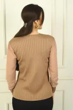 Pull sans manches en mousseline à col en V pour femme