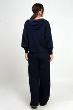 Ensemble Osyho 2 pièces pour femme : cardigan à capuche zippé, pantalon palazzo à taille élastique et poches