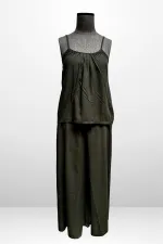 Women's Strappy Blouse with Elastic Waist and Pockets, Palazzo Pants, 2-Piece Set