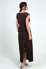Robe midi drapée sur le devant pour femme