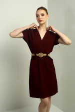 Women's Dress with Patch Pockets and Belt Waist