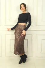 Jupe en satin à taille élastique et motif abstrait pour femme