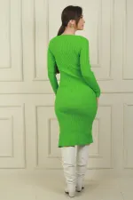 Women's Sweetheart Neckline Slit Knit Dress