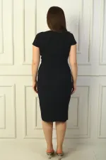 Women's Wrap Neck Half-Moon Sleeve Embellished Front Slit BB Dress