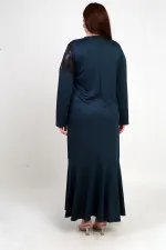 Robe longue grande taille pour femme avec épaules en cuir et jupe à volants