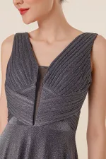 Thick Straps Lined Mini Plaid Wide Body Glittery Long Dress