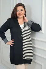 Gilet long grande taille à rayures horizontales sur une seule face pour femme