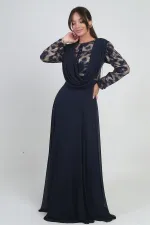 Robe longue en mousseline pour femme, doublée, avec ceinture à fleurs et haut à sequins.