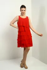 Women's Lined Layered Chiffon Dress