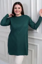 Blouse tunique grande taille à col rond pour femme
